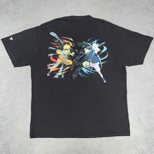 Hypland x Naruto vs Sasuke Clash T Shirt Men XL Black 2-Sided Anime Tee *Flaw*
